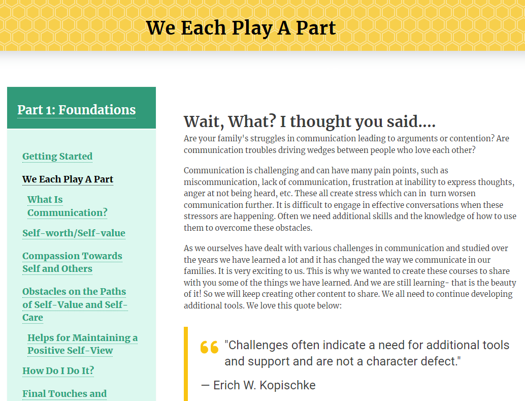 image of top of We each play a part page