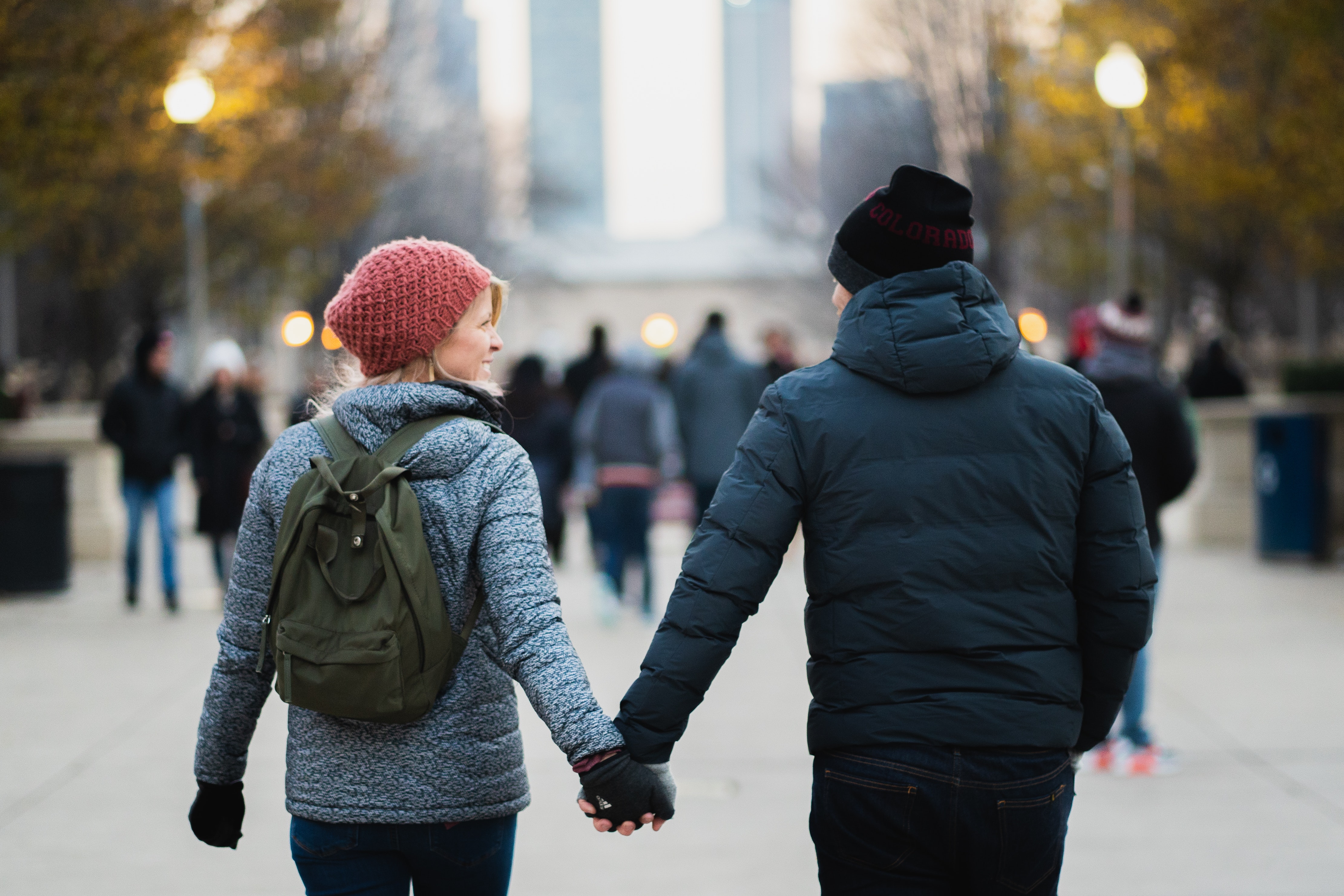 couple walking and holding hands